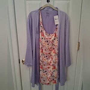 Felina Lavender Robe with Floral Nightgown